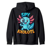 Spy Axolotl Blue Kawaii Detective Secret Agent Costume Boys Zip Hoodie