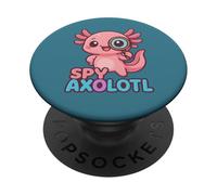 Spy Axolotl Kawaii Pink Detective Secret Agent Costume Girls PopSockets Adhesive PopGrip