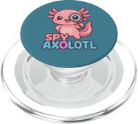 Spy Axolotl Kawaii Pink Detective Secret Agent Costume Girls PopSockets PopGrip for MagSafe