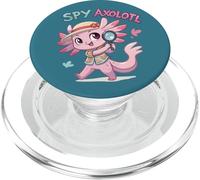 Spy Axolotl Pink Detective Funny Secret Agent Costume Girls PopSockets PopGrip for MagSafe
