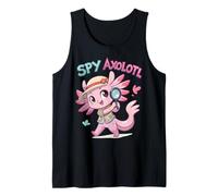 Spy Axolotl Pink Detective Funny Secret Agent Costume Girls Tank Top