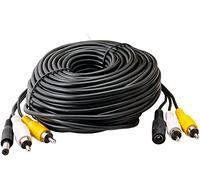 SpyCameraCCTV 30m RCA Audio Cable | 2-male to 2-male RCA Plugs With Power Extension | RCA Phono Cable for subs CCTV/amps/Hi-Fis/home cinema/Blu-ray/receivers