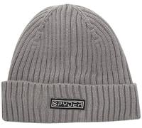 Spyder Knitted Mens Beanie - 1 Pack/2 Pack Cozy Rib Knit Beanie for Men - Warm Winter Hat Skull Cap w/Embroidered Logo Patch, Pewter, One size