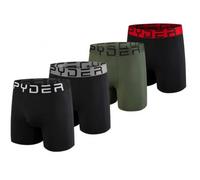 Spyder Men’s Boxer Briefs Performance Underwear Moisture-Wicking Comfort Fit with Fly Front 4 Pack for Men, Black/Black/Green/Black, L