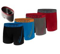 Spyder Men's 4 Pack Poly Spandex Performance Boxer Briefs, Maroon/Grey/Black/Blue, S