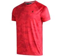 Spyder Men's Active Shirt - Camo Fitted Short Sleeve Performance Training Shirt - Dry Fit Workout Shirt for Men (S-XL), Spyder Red, Large