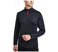 Spyder Men's Active Shirt - Quarter Zip Long Sleeve Performance Pullover, Black/Red, Large