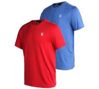 Spyder Men's Athletic T-Shirt - 2 Pack Dry Fit Short Sleeve Performance Sports Tee (S-XL), Red/Royal, S