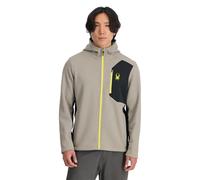 Spyder Men's Bandit Hooded Zip Ski Mid Layer Sweater Jacket Fleece, Concrete, M