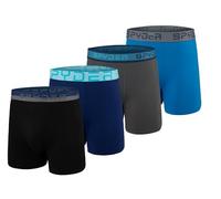 Spyder Mens Boxer Briefs 4 Pack Poly Spandex Performance Boxer Briefs Underwear, Blue/Navy/Grey/Black, M