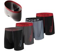 Spyder Mens Boxer Briefs 4 Pack Poly Spandex Performance Boxer Briefs Underwear/Comfort Support Pouch Boxer Briefs, Black/Charcoal/Heather/Black, M