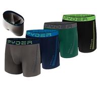 Spyder Mens Boxer Briefs 4 Pack Poly Spandex Performance Boxer Briefs Underwear/Comfort Support Pouch Boxer Briefs, Green/Grey/Blue/Black, M