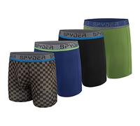 Spyder Mens Boxer Briefs 4 Pack Poly Spandex Performance Boxer Briefs Underwear, Grey/Blue/Black/Green, M