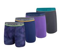 Spyder Mens Boxer Briefs 4 Pack Poly Spandex Performance Boxer Briefs Underwear, Purple/Blue/Purple/Grey, L