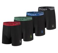 Spyder Mens Boxer Briefs 4 Pack Poly Spandex Performance Underwear/Bonded Hem Boxer Briefs, Black/Blk/Black/Blk, S