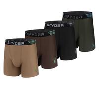 Spyder Mens Boxer Briefs 4 Pack Poly Spandex Performance Underwear/Bonded Hem Boxer Briefs, Light Brown/Brown/Black/Dark Green, M