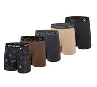 Spyder Mens Boxer Briefs 5 Pack Poly Spandex Performance Boxer Briefs Underwear, Black/Brown/Charcoal/Beige/Black, XL