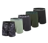 Spyder Mens Boxer Briefs 5 Pack Poly Spandex Performance Boxer Briefs Underwear, Black/Light Green/Dark Grey/Green/Black, M