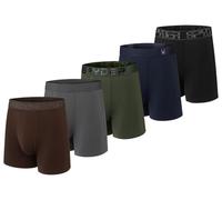 Spyder Mens Boxer Briefs 5 Pack Poly Spandex Performance Boxer Briefs Underwear, Brown/Grey/Green/Navy/Black, M