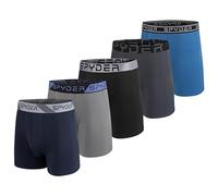 Spyder Mens Boxer Briefs 5 Pack Poly Spandex Performance Boxer Briefs Underwear, Navy/Grey/Black/Charcoal/Blue, L
