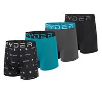 Spyder Mens Boxer Briefs Performance Nylon Mesh Sports Underwear, Black/Grey/Black/Turquoise, S