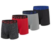Spyder Mens Boxer Briefs Performance Nylon Mesh Sports Underwear, Black/Heather/Red/Black, L
