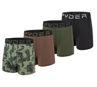 Spyder Mens Boxer Briefs Performance Nylon Mesh Sports Underwear, Green/Black/Green/Brown, S