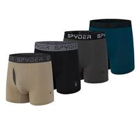 Spyder Mens Boxer Briefs Performance Nylon Mesh Sports Underwear With Fly Front, Black/Carcoal/Ivory/Navy-teal, L