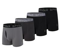 Spyder Mens Boxer Briefs Performance Nylon Mesh Sports Underwear With Fly Front, Black/Heather/Black/Charcoal, XL