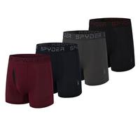 Spyder Mens Boxer Briefs Performance Nylon Mesh Sports Underwear With Fly Front, Heather/Red/Black/Navy, L