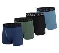 Spyder Mens Boxer Briefs Performance Nylon Mesh Sports Underwear With Fly Front, Navy/Green/Black/Teal, M
