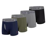 Spyder Mens Boxer Briefs Performance Nylon Mesh Sports Underwear With Fly Front, Navy/Green/Heather/Black, L