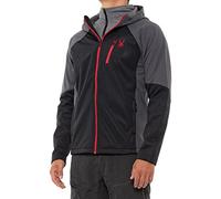 Spyder Men's Full Zip Hooded Soft Shell Jacket, Black/Grey Medium