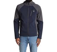 Spyder Men's Full Zip Hooded Soft Shell Jacket, Color Options, Frontier/Grey, Medium