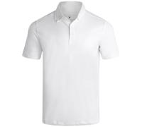 Spyder Mens Golf Polo Shirt - Moisture Wicking Soft Short Mens Polo Shirts Short Sleeve Athletic Fit Collared Golf Shirts, White, Medium
