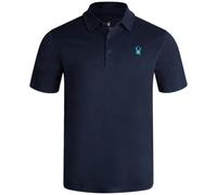Spyder Mens Polo Shirt - Moisture-Wicking Short Sleeve Athletic Performance Collared Golf Shirt for Men (S-XL), Navy Logo, Medium