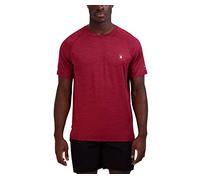 Spyder Men's Quick Dry UPF Rashguard Lightweight Short Sleeve Solid Heather Hybrid Swim Shirt Rash Guard, Dark Red, Large