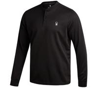 Spyder Mens Thermal Long Sleeve Shirt - Moisture Wicking Henley Shirts for Men with UP 30 Dri Fit Long Sleeve Shirts for Men, Black, Medium