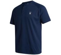 Spyder Mens Henley Shirt - Easy Care Short Sleeve Lightweight Grid Knit, Navy, Medium