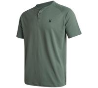 Spyder Mens Henley Shirt - Lightweight Quick Dry Moisture Wicking Short Sleeve Athletic Performance Shirts for Men, Spruce Green, Medium
