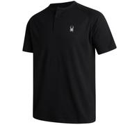 Spyder Mens Henley Shirt - Lightweight Quick Dry Moisture Wicking Short Sleeve Athletic Performance Shirts for Men, Black, XL