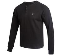 Spyder Mens Long Sleeve Shirt - Soft & Breathable Cotton-Blend UPF30+ Pullover Waffle Henley Shirts for Men, Black, Medium