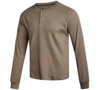 Spyder Mens Long Sleeve Shirt - Soft & Breathable Cotton-Blend UPF30+ Pullover Waffle Henley Shirts for Men, Timber, Large