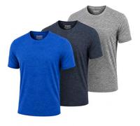 Spyder Mens Mesh Performance Moisture Wicking Crew Neck Undershirts/Ultra Soft Stretch Sports T-Shirt, Heather/Navy/Lightning Blue, S
