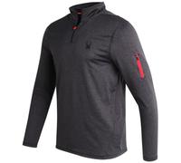 Spyder Mens Mock Neck Sweatshirt - 1/4 Zip Athletic Performance Quarter Zip Pullover Men Long Sleeve Workout Shirts for Men, Charcoal Heather, Medium