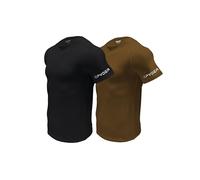 Spyder Mens Performance Moisture Wicking Crew Neck Undershirts/Ultra Soft Stretch Sports T-Shirt, Black/Brown, Large