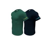 Spyder Mens Performance Moisture Wicking Crew Neck Undershirts/Ultra Soft Stretch Sports T-Shirt, Navy/Green, Medium