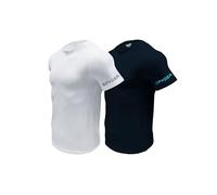 Spyder Mens Performance Moisture Wicking Crew Neck Undershirts/Ultra Soft Stretch Sports T-Shirt, Navy/White, Medium