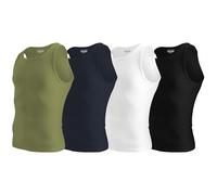 Spyder Men's Performance Tank Top A-Shirts Moisture Wicking Stretch Undershirt Quick Dry Athletic Ribbed Tank Poly Spandex, Green/Dark Navy/White/Black, Medium