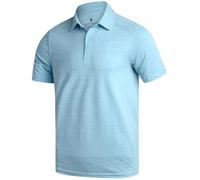 Spyder Mens Golf Shirts - Lightweight Moisture-Wicking Athletic Performance Collared Short Sleeve Polo Shirts for Men, Sky Blue, Medium